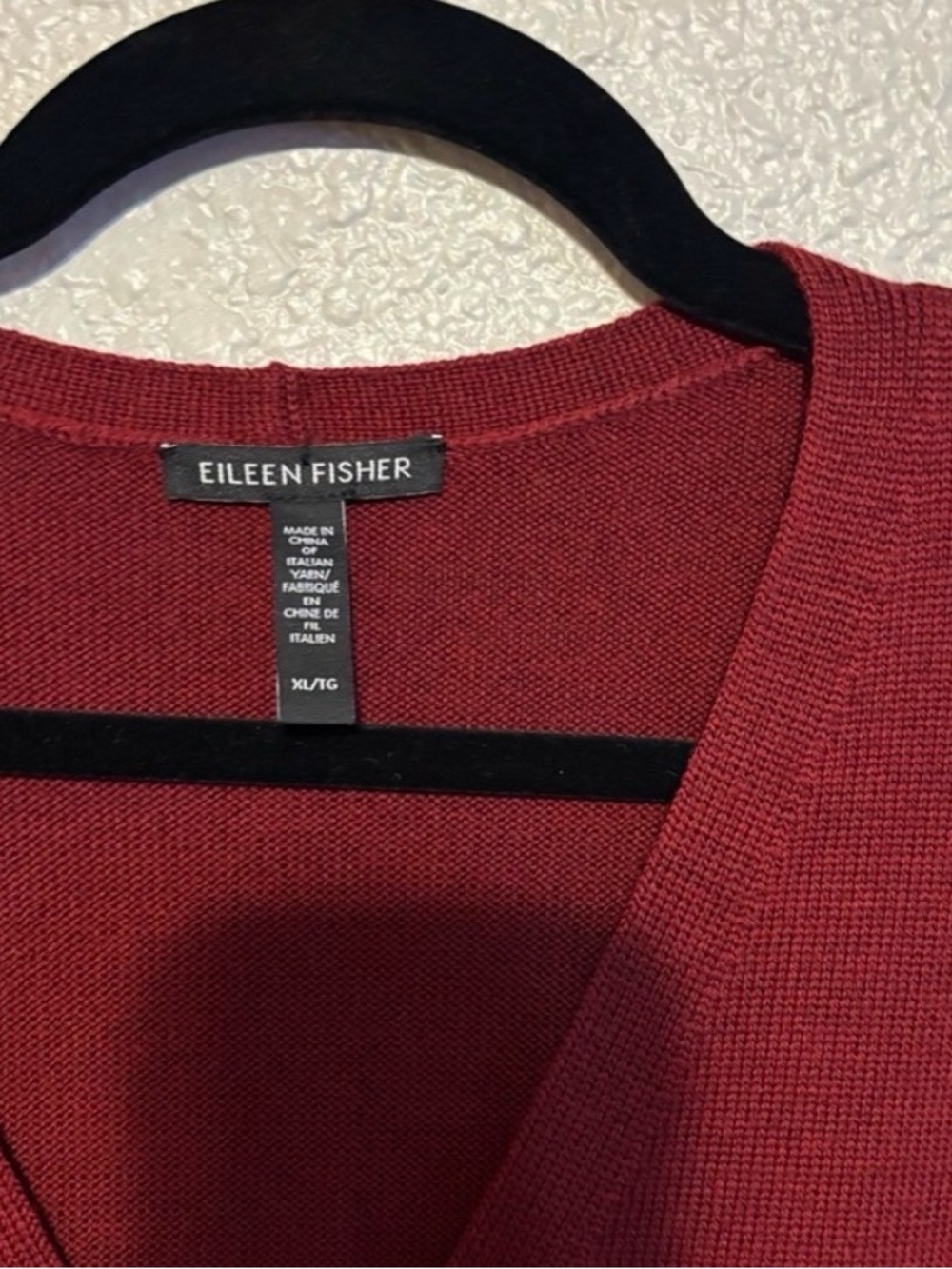 Eileen Fisher V-Neck Sweater in Rust Red - Picture 4 of 9